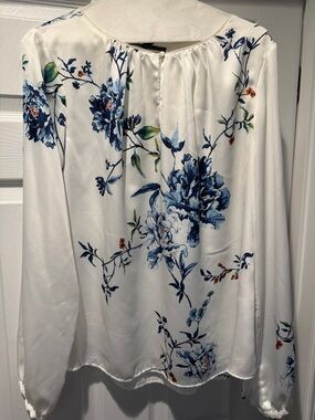 White House Black Market Cream Satin-Effect Blouse